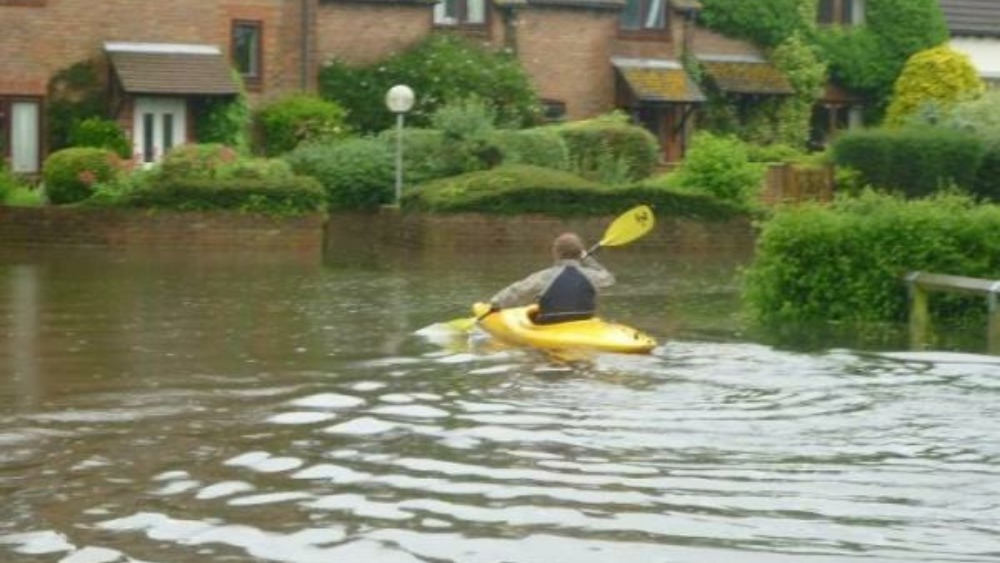 Canoeing through the flood waters Meridian ITV News