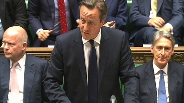 David Cameron addresses MPs in the House of Commons.