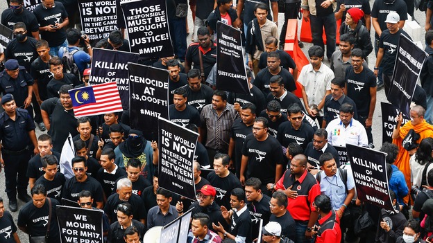 Protesters are demanding justice for the victims of flight MH17.