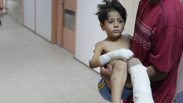 This young boy is being treated at Khan Yunis Hospital in Gaza.