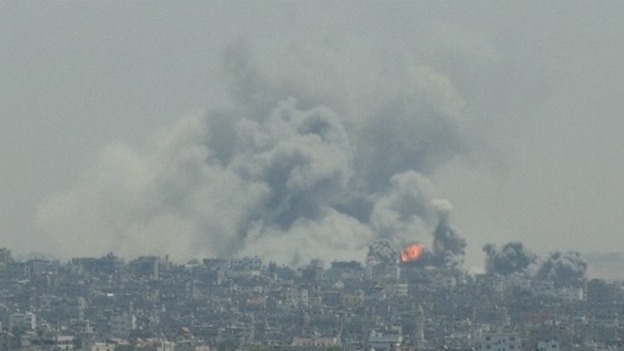 Further strikes by Israel littered the Gaza Strip skyline.