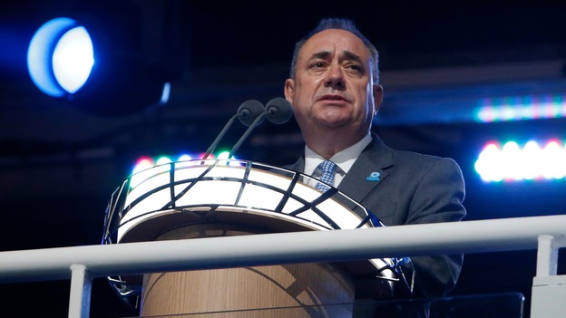 Scotland's First Minister Alex Salmond speaking at the opening of the Commonwealth Games.