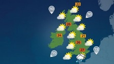 Heavy downpours are expected in the south-east.
