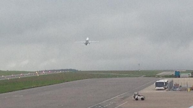 Plane taking off from Bristol Airport