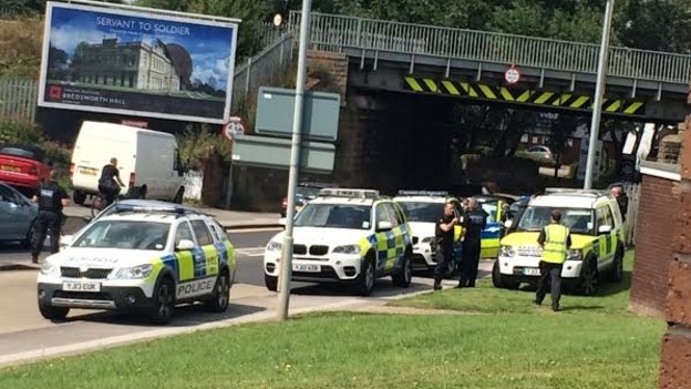 Police after the arrest of John Heald in Rotherham