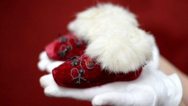A pair of Red Velvet fur lined boots worn by Prince Albert Edward (later King Edward VII).