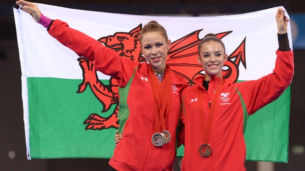 Francesca Jones shows off her medals alongside Laura Halford.