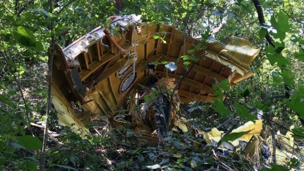 The interior of the wreckage, which is believed to be part of the economy section of the plane.