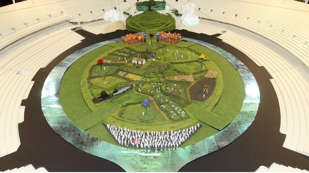 A scale model of the scenery.