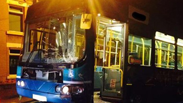 The bus hit some cars as it was driven through Wakefield but nobody was hurt