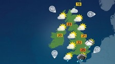 Temperatures will reach a high of 27C in the south.