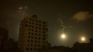 The view from Dan Rivers' hotel in Gaza overnight.