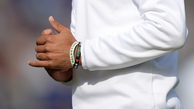 England batsman pictured wearing the wristbands during a test match against India.