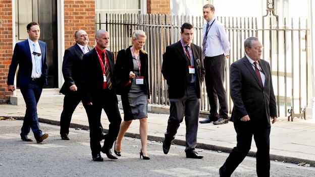 Barry Sweeney (red shirt), father of victim Leon Sweeney, is among those meeting the PM.