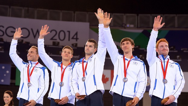 Scotland's silver medal winning men's gymnastics team.
