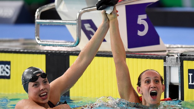 Georgia Davies in 50 metre backstroke final