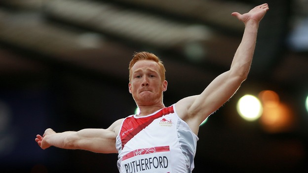 England's Greg Rutherford during qualifying for the Men's Long Jump at Hampden Park, during the 2014 Commonwealth Games in Glasgow.
