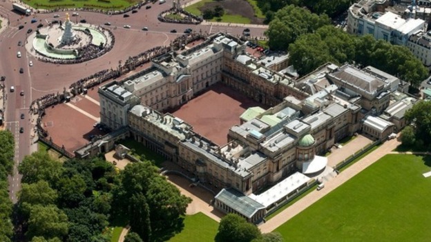An aerial view of Buckingham Palace