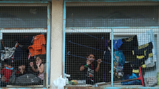 Palestinians displaced by an Israeli ground offensive in Jebalya.