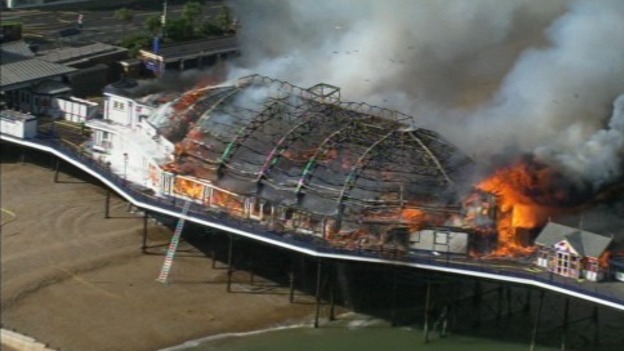 Eastbourne Pier on fire