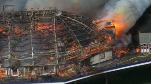 Eastbourne Pier on fire