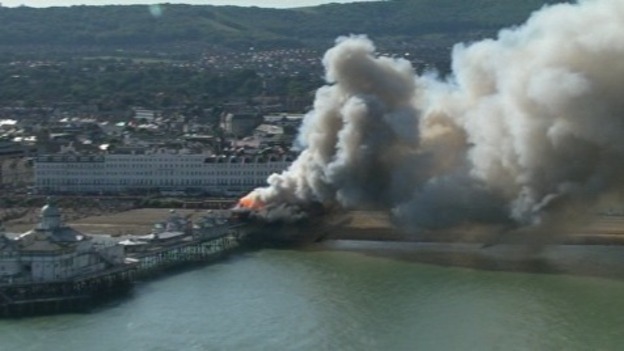 Eastbourne Pier on fire