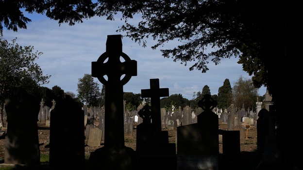 Headstones in Glasnevin cemetery, Dublin.