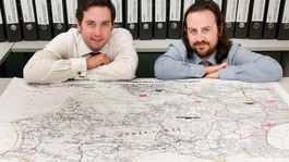 Ben Whitestone and Matt Redmond with map of proposed Swansea West & Gower constituency