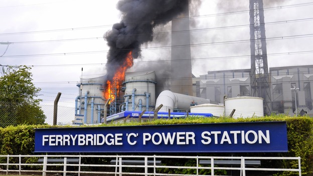 Ferrybridge ablaze