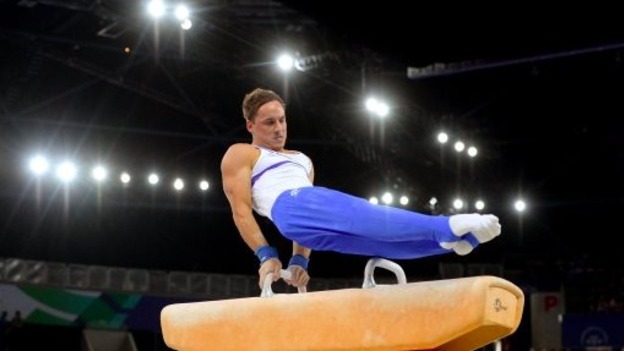 Dan Keatings produced a brilliant display on the Pommel Horse.