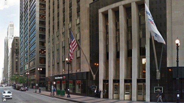 S La Salle Street, Chicago, close to the scene where a chief executive was shot before the gunman turned on himself.