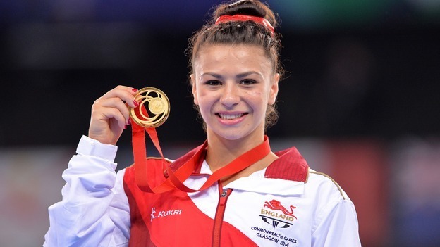 England's Claudia Fragapane with her Gold after victory in the women's vault.