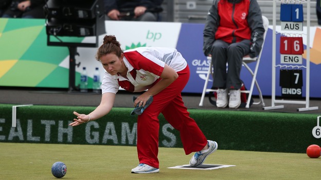 England's Sian Gordon plays a shot.