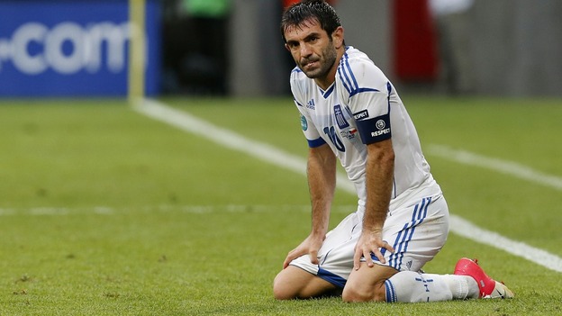 Greece's Giorgos Karagounis reflects on his side's 2-1 defeat by the Czech Republic.