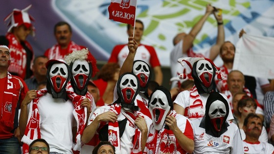 Poland fans in haunting fancy dress.