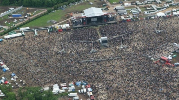 Fans gather at Download festival ahead of Black Sabbath performance at 22.45