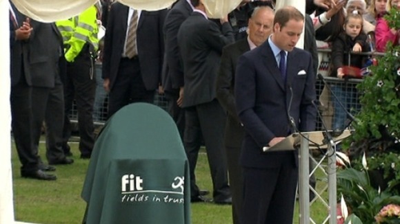 Prince William giving speech on 'Fields in Trust' charity