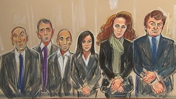 Rebekah Brooks appeared alongside her husband Charlie and four others at Westminster Magistrates Court