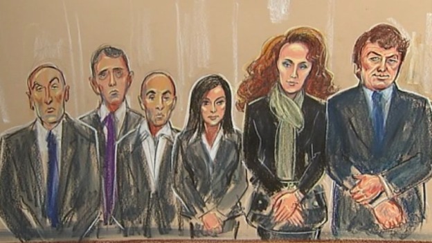 Rebekah Brooks appeared alongside her husband Charlie and four others at Westminster Magistrates Court