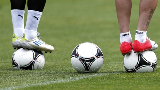 Czech Republic players balance on balls during training in Wroclaw ahead of their final Group A game.