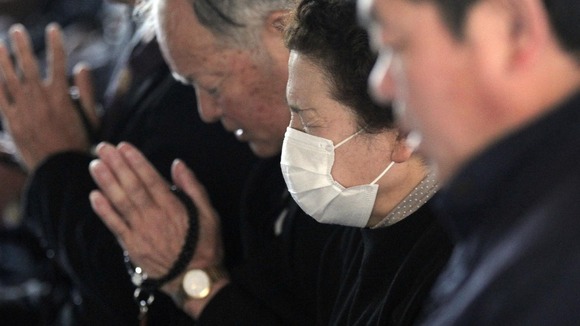 Prayers for victims of the earthquake and tsunami at Jyodoji temple in Rikuzentakata