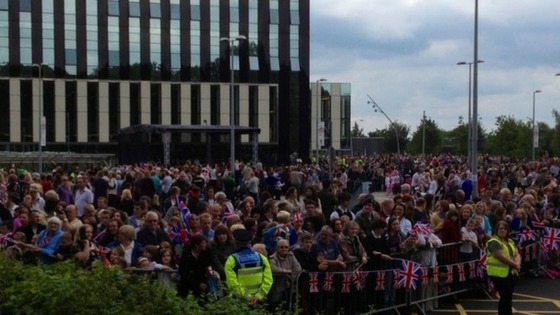 Thousands waiting in Corby to see the Queen where she will end her day