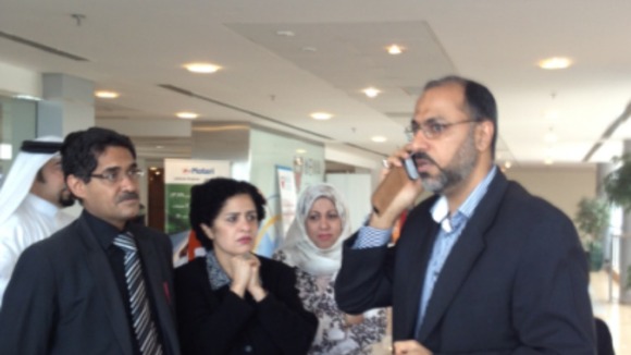 Dr Ahmed al Omran receives a call from the court relaying today's verdict. His own conviction was quashed.