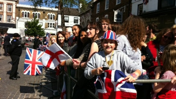 Crowds of people in Hitchin