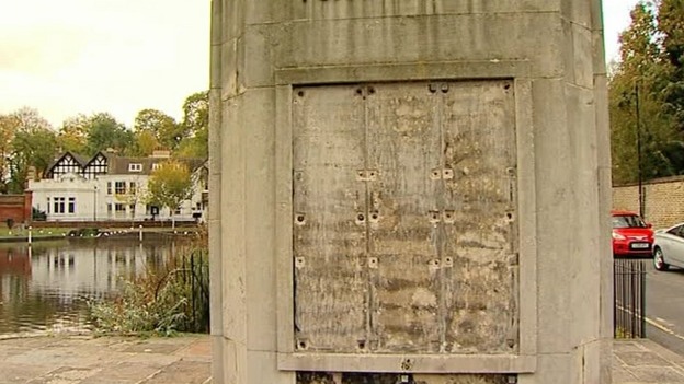 The Carshalton war memorial following the theft.