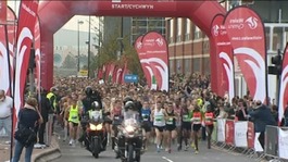 Runners at the start of Cardiff half-marathon