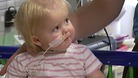 A baby girl at Great Ormond Street Hospital.