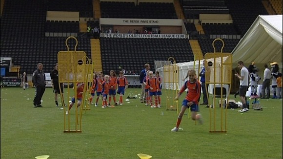 School children have taken part in a fun day to celebrate Notts County's 150th anniversary