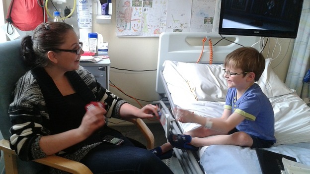A visit from his big sister Nicole