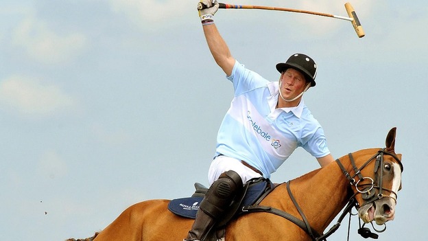 Prince Harry in action during a Polo match when he captained Sentebale against St Regis, for charity at Campinas in Brazil.